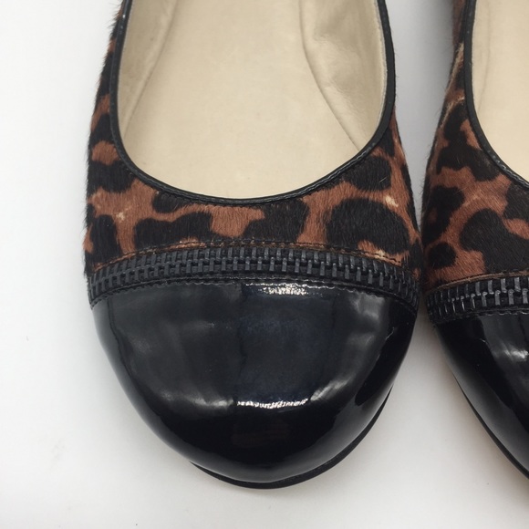 MICHAEL KORS Animal Print Calf Hair Leather Cap Toe Ballet Flats - Picture 2 of 15